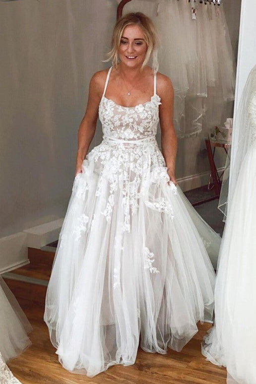 Boho Lace Wedding Dresses A Line Floor Length